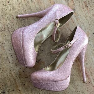 Glittery Pink Platform Heels